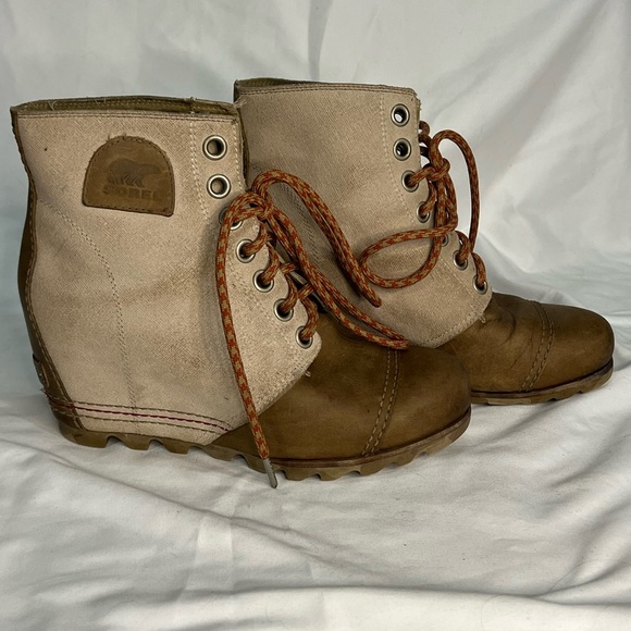 SOREL 1964 Premium Canvas Wedge FOSSIL- SANGUINE Size 8 - Picture 3 of 12